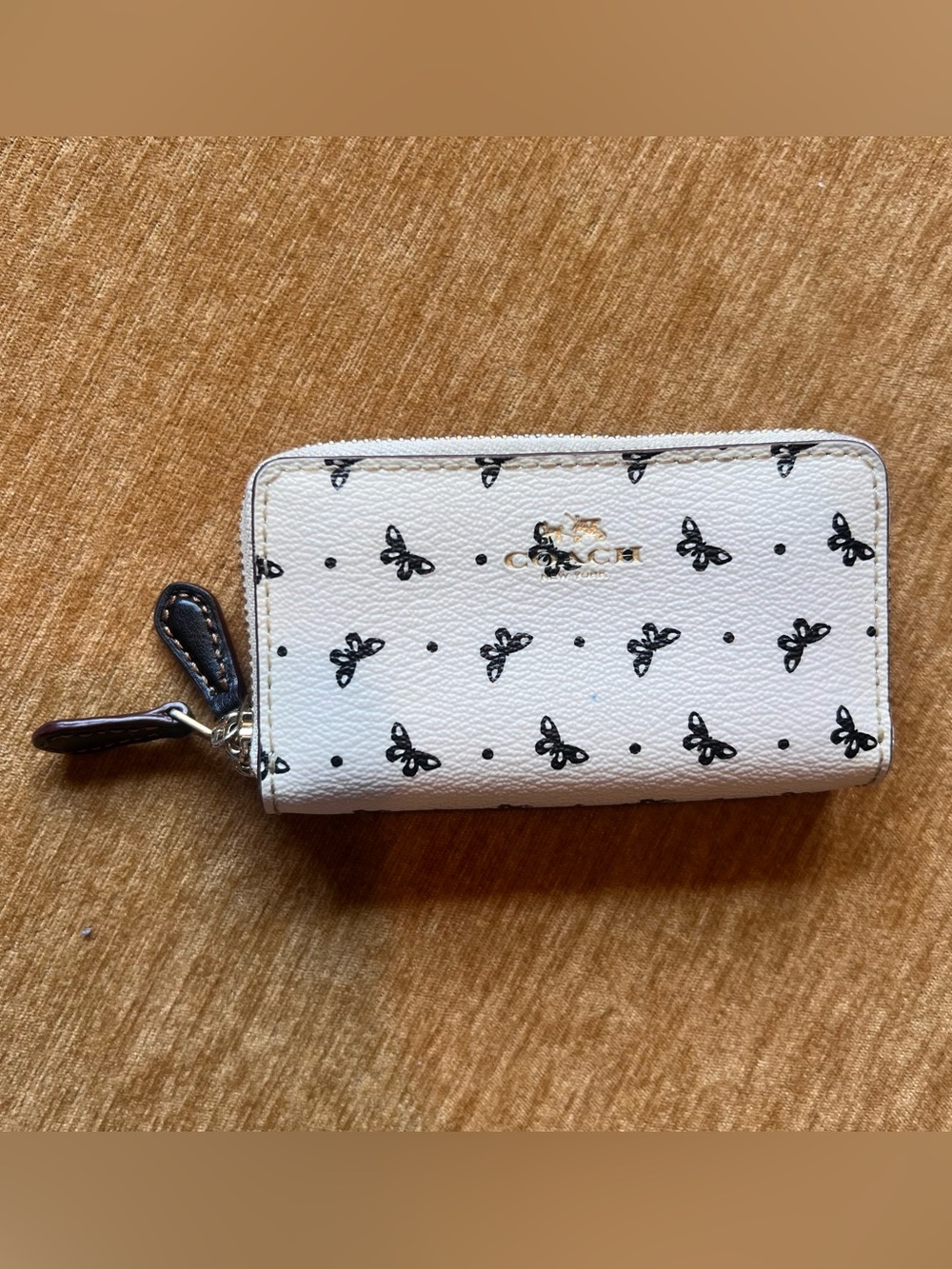 Coach White Wallet with Black Butterfly Print